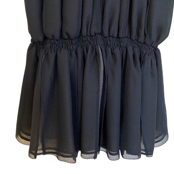 Robert Rodriguez blouse black chiffon lace overlay high ruffle collar peplum XS - Picture 7 of 8